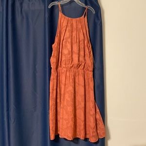 Rust dress with floral design